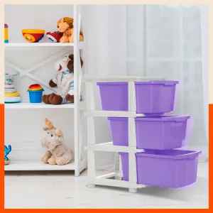 Stomo 3 Drawer Multi-Purpose Storage Organizer for Home and Office (Lavender)