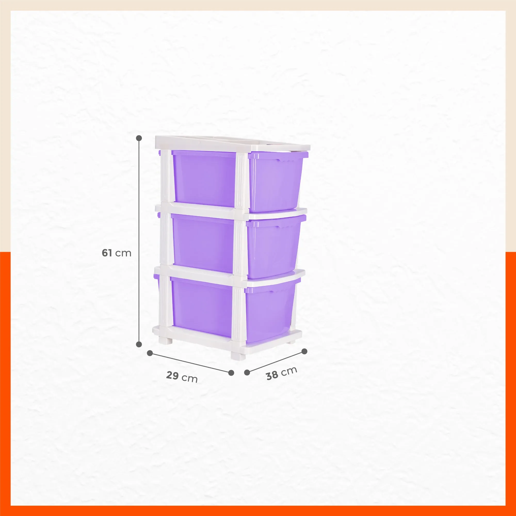 Stomo 3 Drawer Multi-Purpose Storage Organizer for Home and Office (Lavender)
