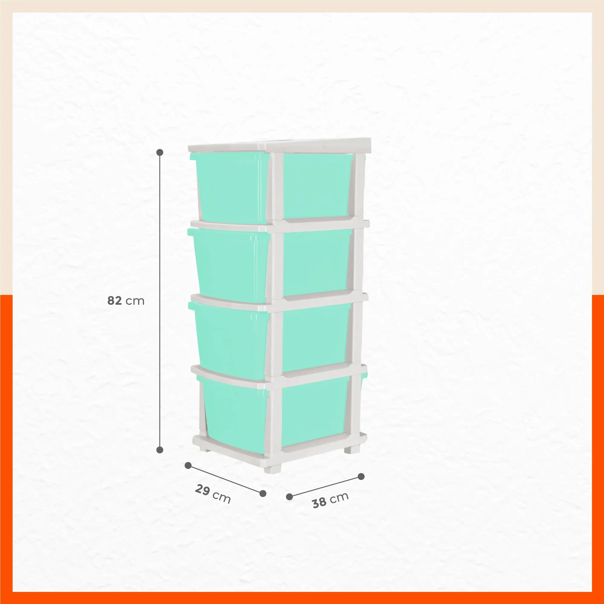 Stomo 4 Drawer Multi-Purpose Storage Organizer for Home and Office (Jade)