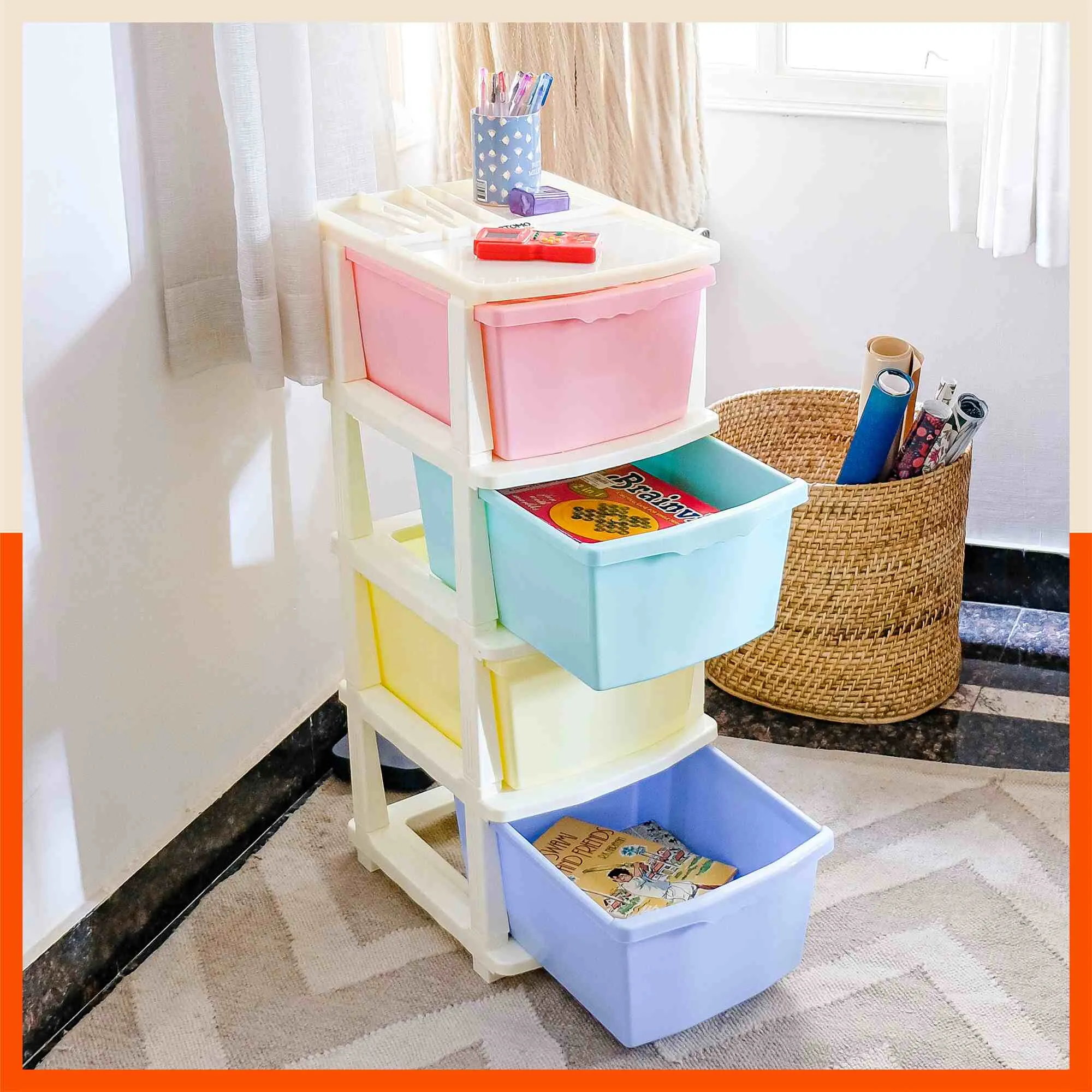 Stomo 4 Drawer Multi-Purpose Storage Organizer for Home and Office (Jade)