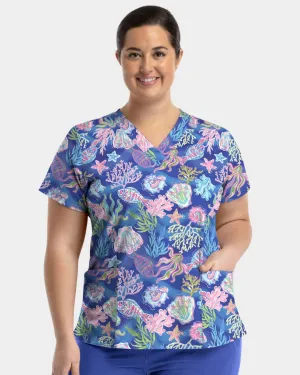 'Summer Tides' Women's Stretch Scrub Top - 1767