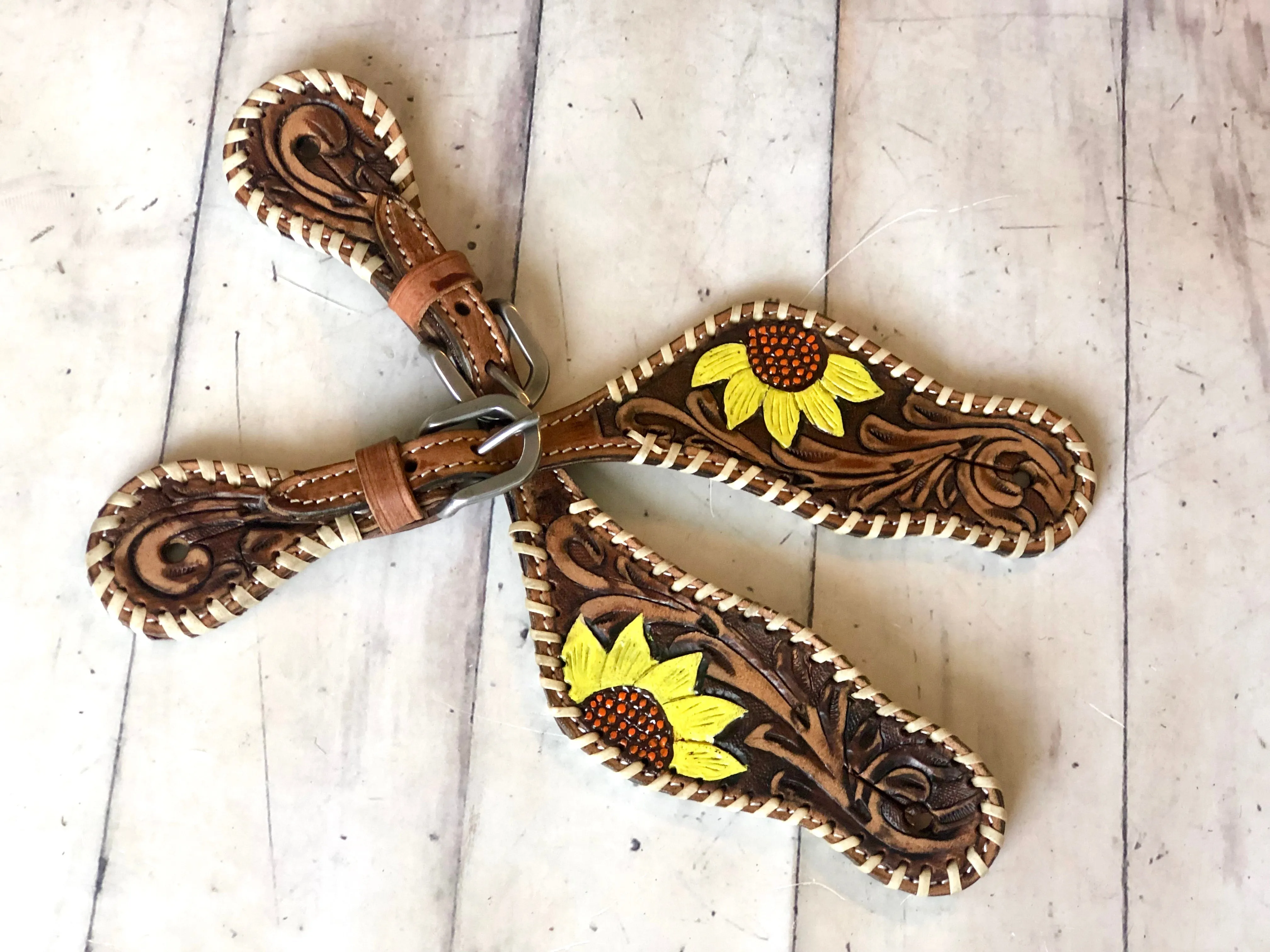 Sunflower Whip Stitch Spur Straps