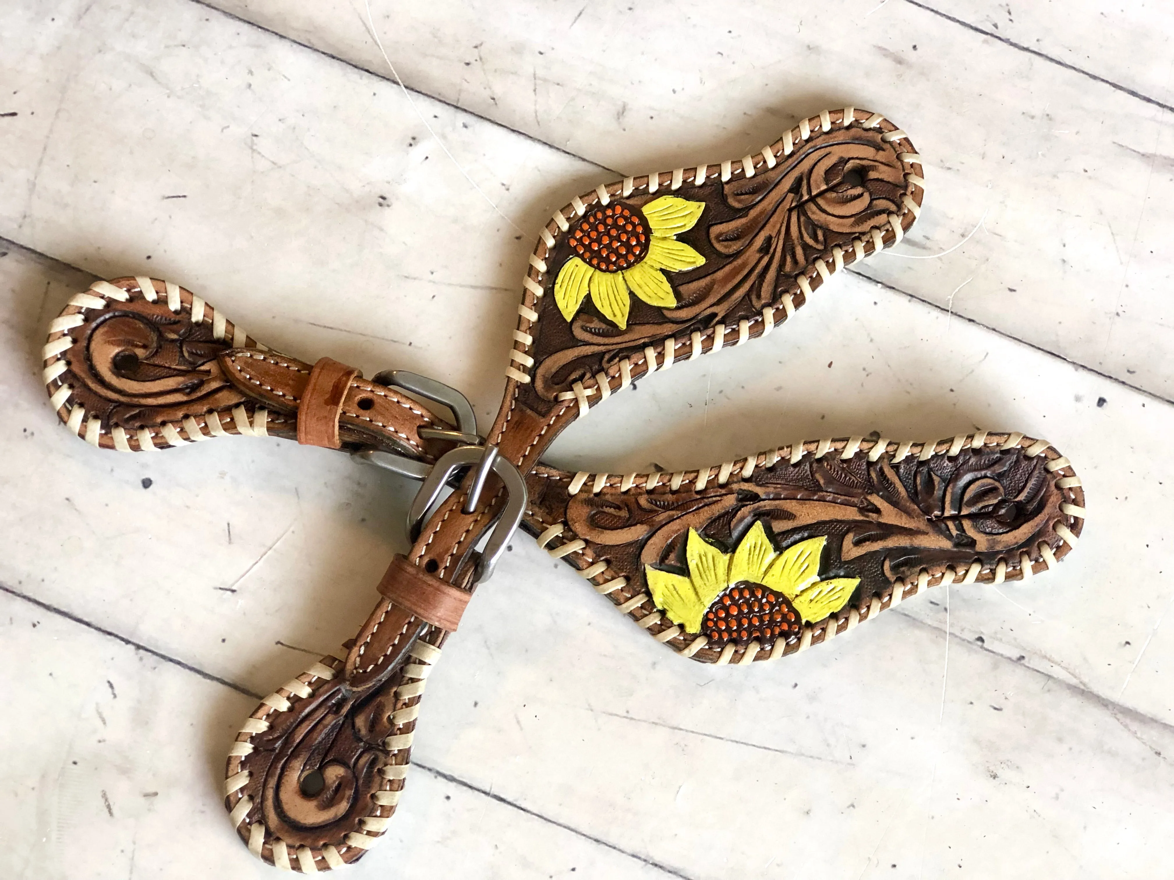 Sunflower Whip Stitch Spur Straps