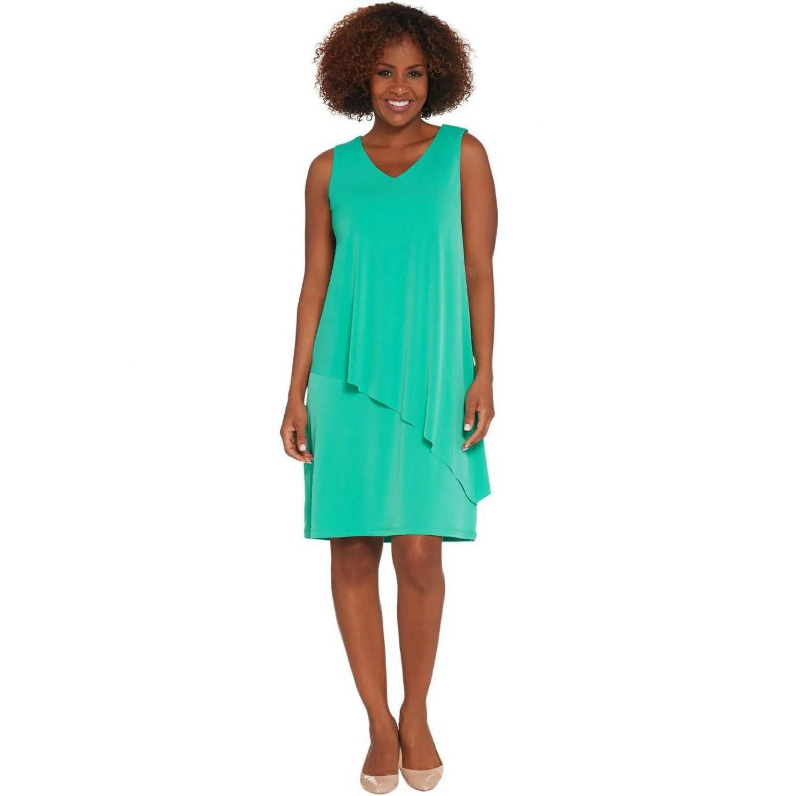 Susan Graver Plus Size Liquid Knit Tiered Asymmetrical Dress