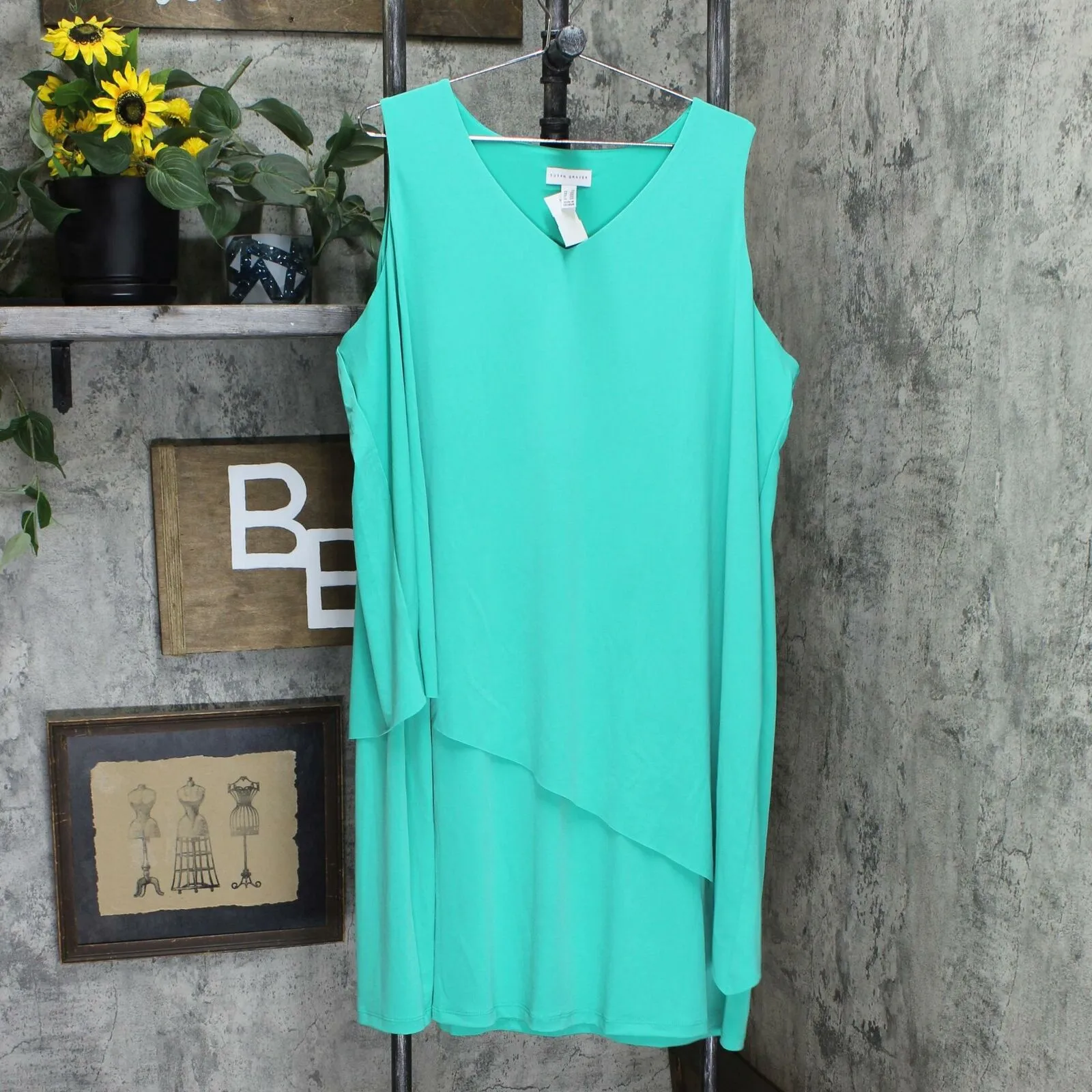 Susan Graver Plus Size Liquid Knit Tiered Asymmetrical Dress