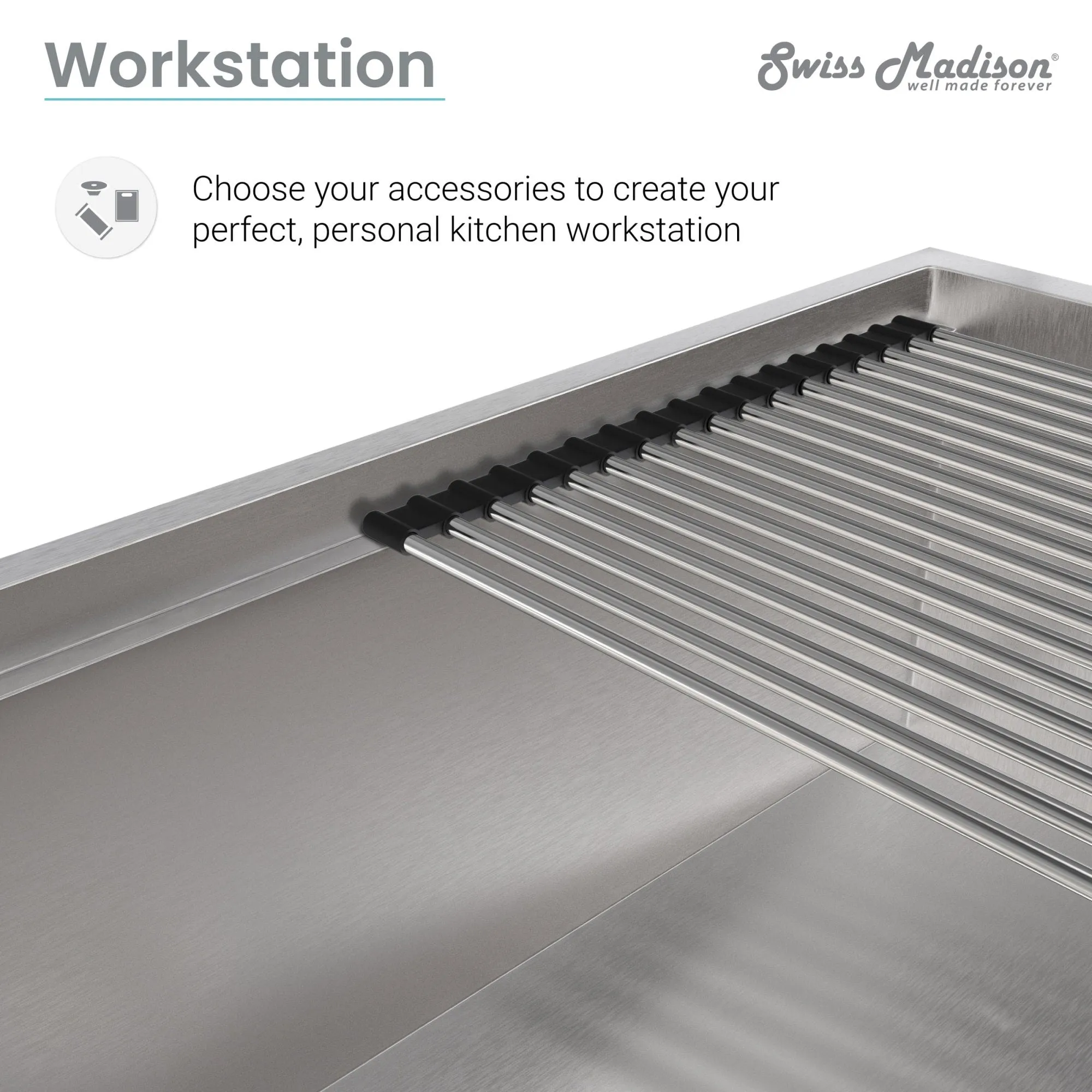 Swiss Madison 12" x 17" Stainless Steel Roll Up Sink Grid