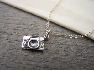 Tiny Camera Charm Photographer Sterling Silver Necklace / Gift for Her