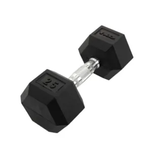 TKO Rubber Hex Dumbbell w/ Chrome Contoured Grip
