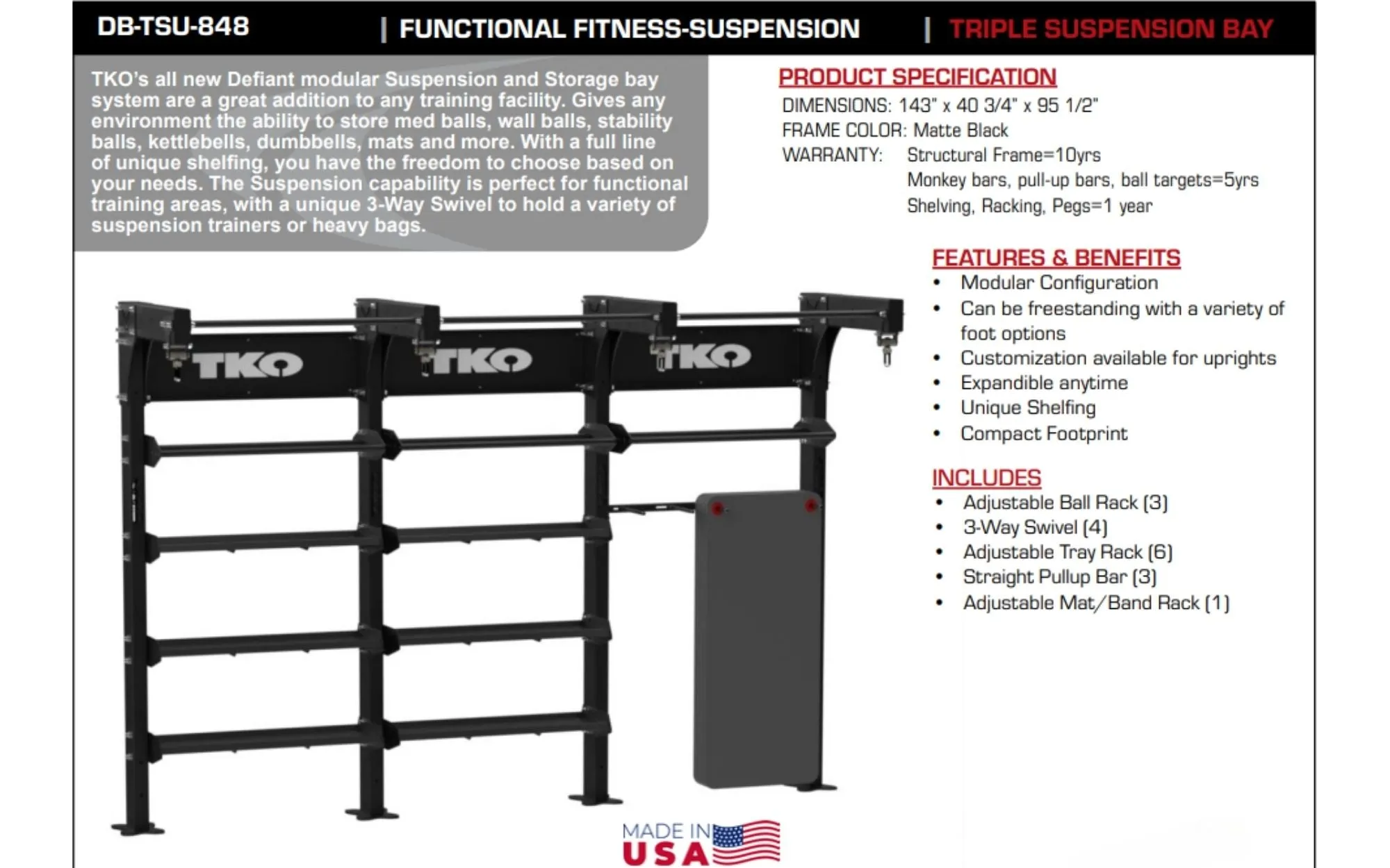 TKO Triple Suspension Bay DB-TSU-848