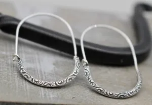 Triangle sterling silver hoop earring - floral triangle  wire - sterling silver hoops - boho hoops - gift for her - jewelry hoop earrings