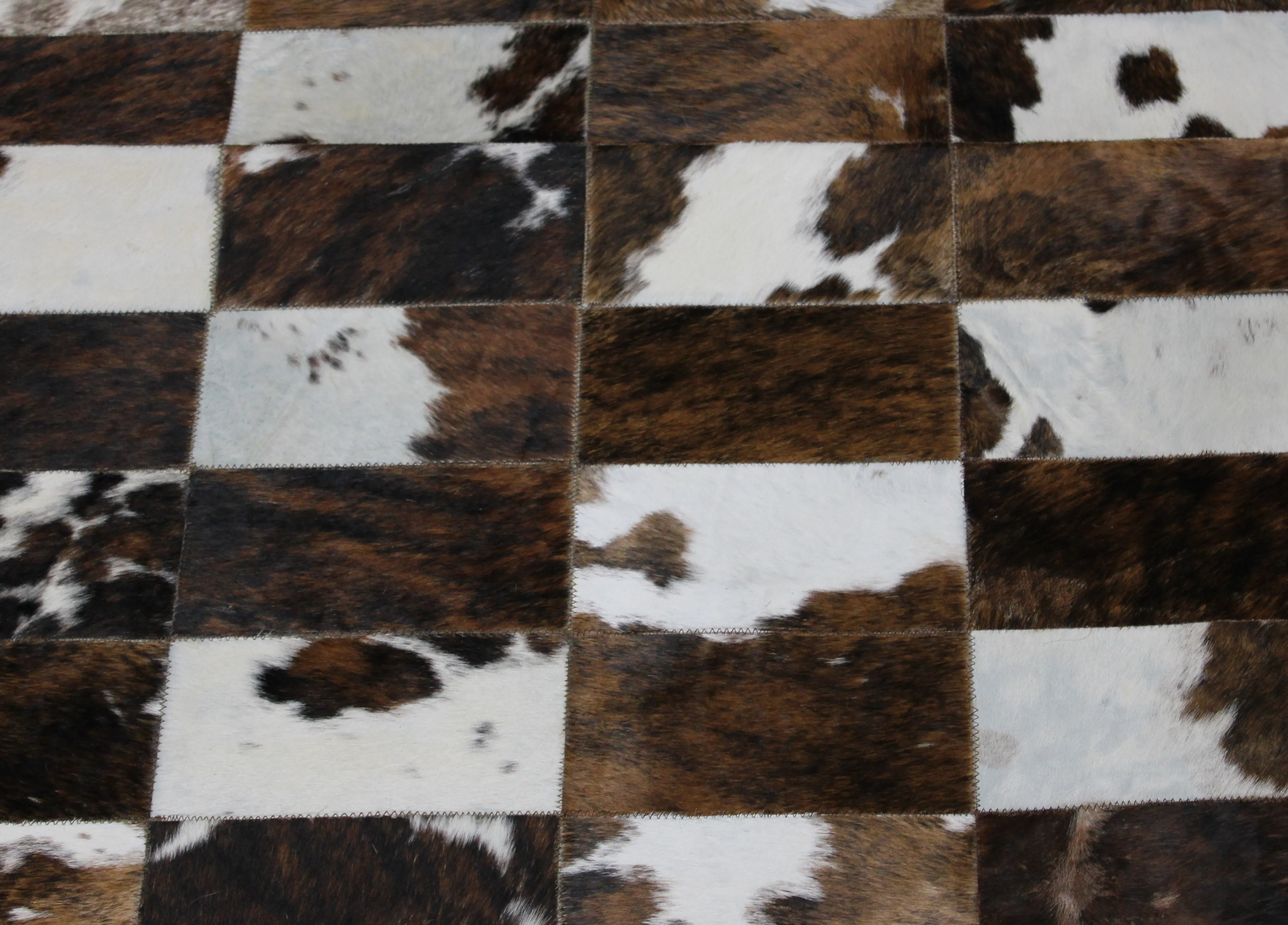Tricolor Patchwork Cowhide Rug – 4.9ft x 4.8 ft - Premium Cowhide Rug
