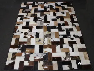 Tricolor Patchwork Cowhide Rug – 7.10ft x 5.10ft  Premium Cowhide Rug
