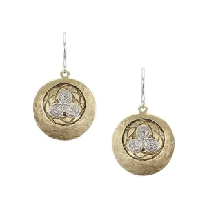Triple Swirl with Patterned Disc Wire Earring