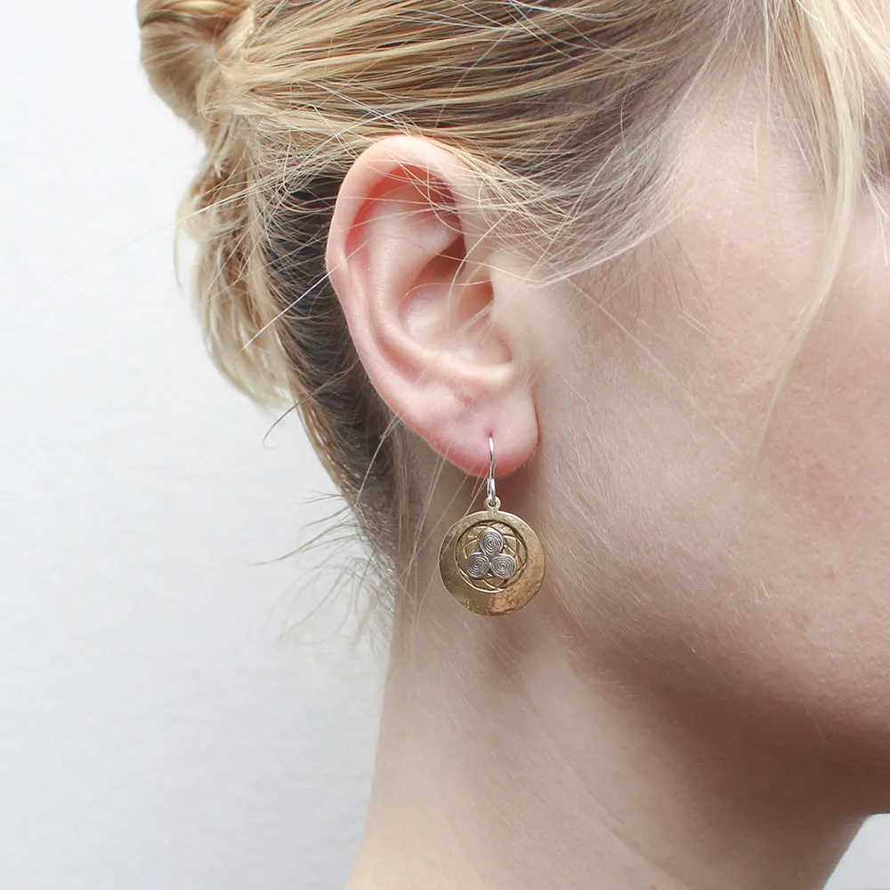 Triple Swirl with Patterned Disc Wire Earring