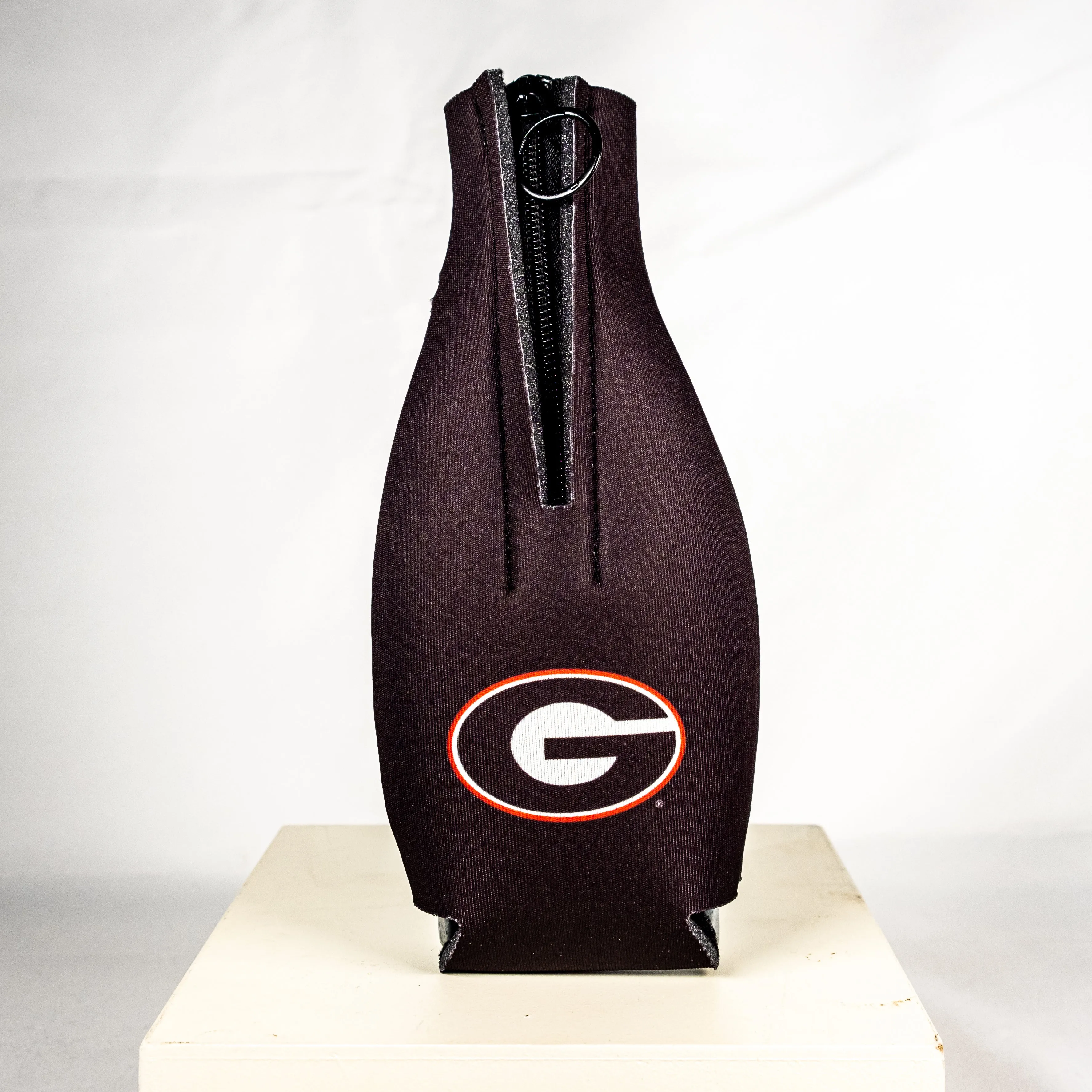 UGA Zip Up Bottle Coozie Drink Cooler