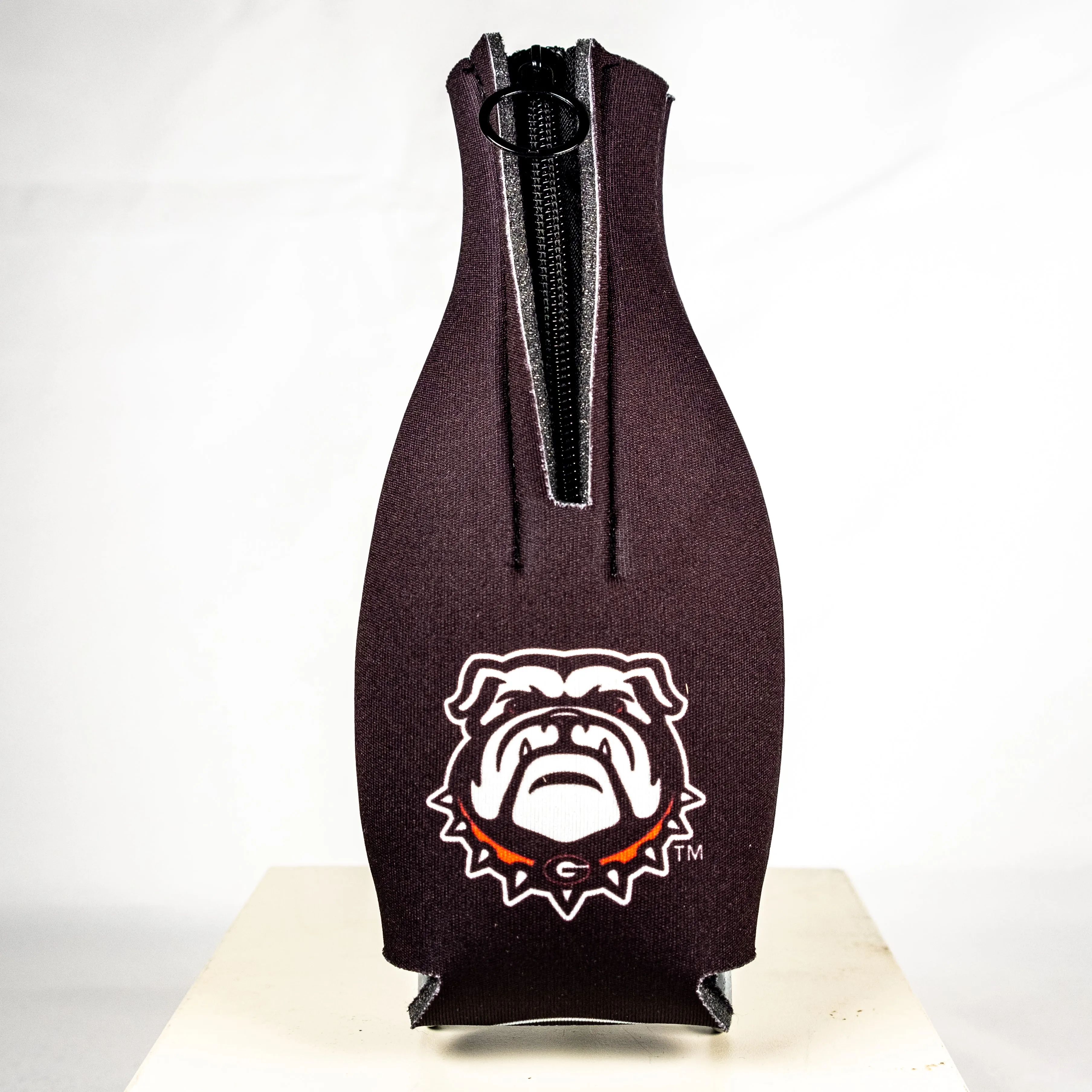 UGA Zip Up Bottle Coozie Drink Cooler