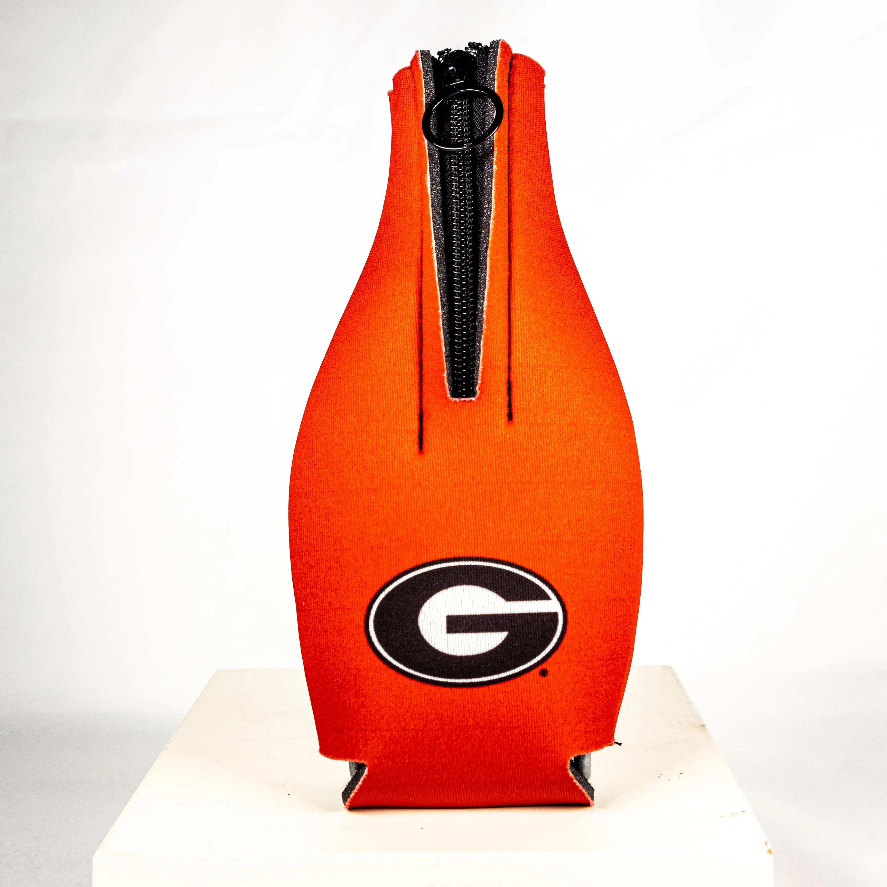 UGA Zip Up Bottle Coozie Drink Cooler