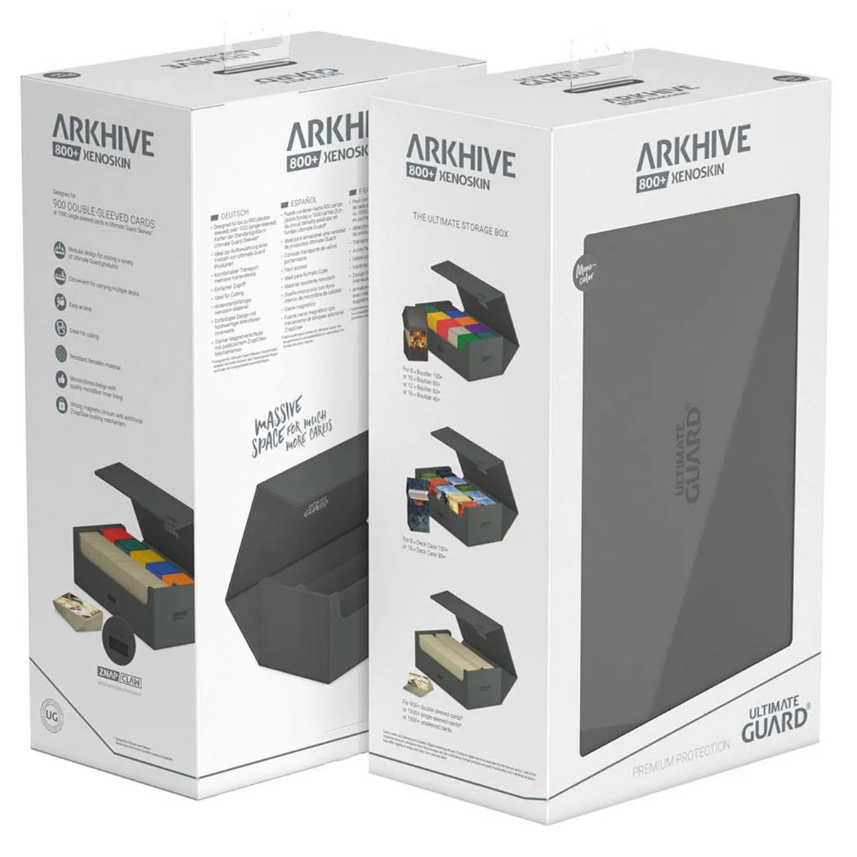 Ultimate Guard Arkhive Flip Case 800  Standard Size XenoSkin Monocolour Grey Deck Box