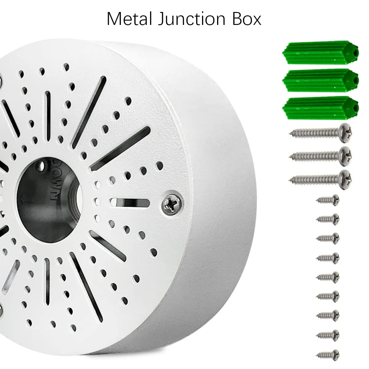 Universal Junction Box for Bullet Dome Turret Cameras & Solar Panel, CCTV Base Box Hide Cable, Wall Ceiling Mount Bracket, Metal Electric Enclosure