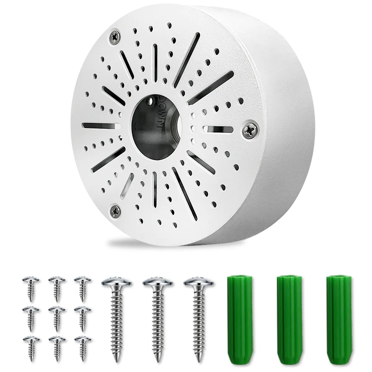 Universal Junction Box for Bullet Dome Turret Cameras & Solar Panel, CCTV Base Box Hide Cable, Wall Ceiling Mount Bracket, Metal Electric Enclosure