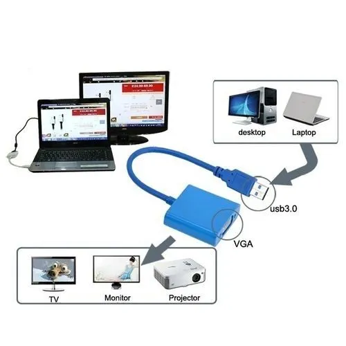 USB 3.0 to VGA Adapter, USB 3.0 to VGA Male to Female Adapter