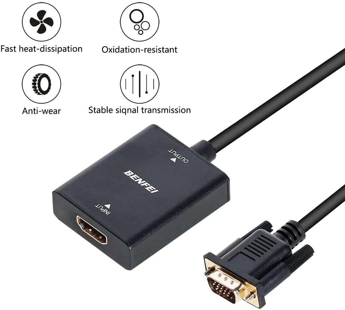 VGA to HDMI, 1080P VGA to HDMI Adapter (Male to Female)