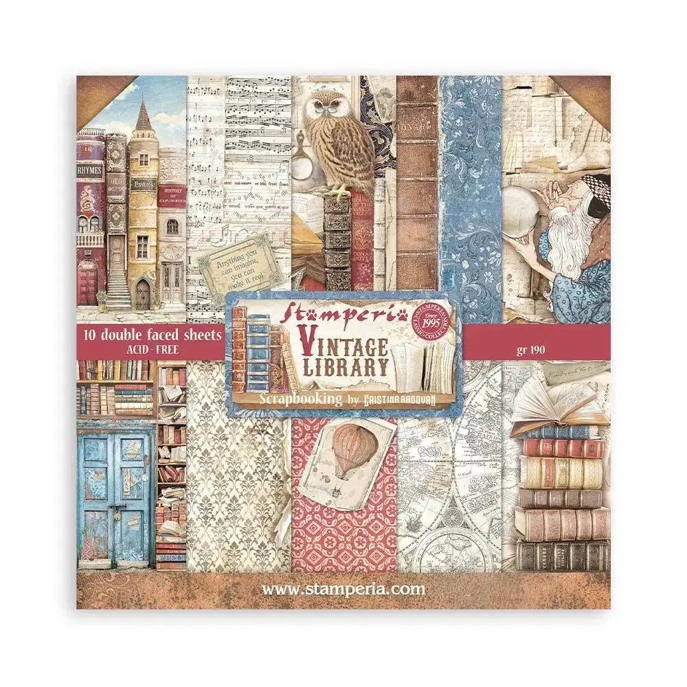 Vintage Library 8x8” paper pack sbbs80