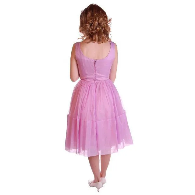 Vintage Nylon Chiffon/Lace Dress Dress Lavender  1950S 32-25-Free