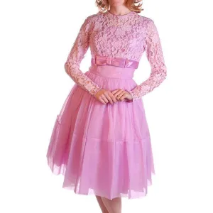 Vintage Nylon Chiffon/Lace Dress Dress Lavender  1950S 32-25-Free