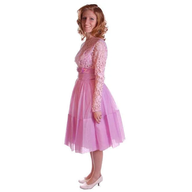 Vintage Nylon Chiffon/Lace Dress Dress Lavender  1950S 32-25-Free