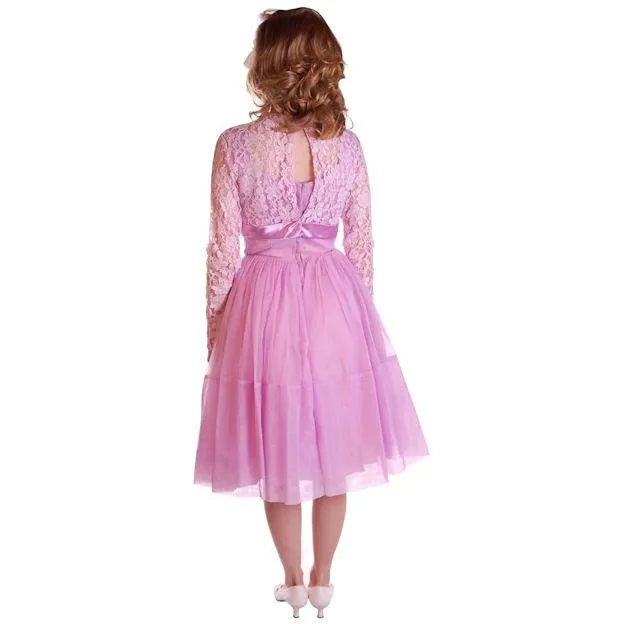 Vintage Nylon Chiffon/Lace Dress Dress Lavender  1950S 32-25-Free