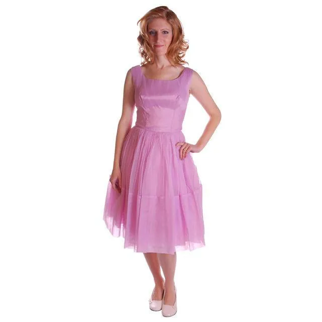 Vintage Nylon Chiffon/Lace Dress Dress Lavender  1950S 32-25-Free