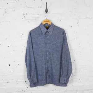 Vintage Patterned Party Shirt - Blue - L