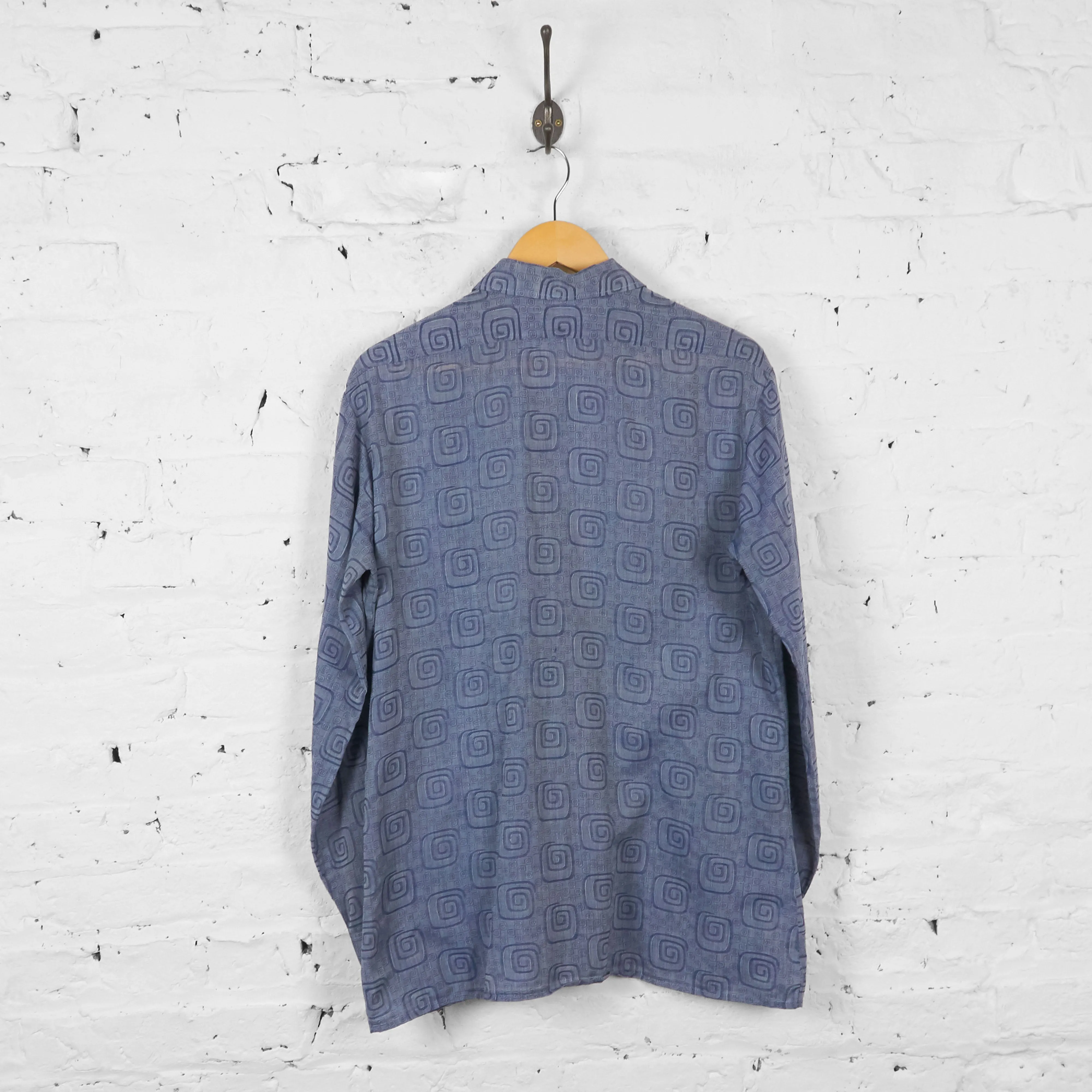 Vintage Patterned Party Shirt - Blue - L