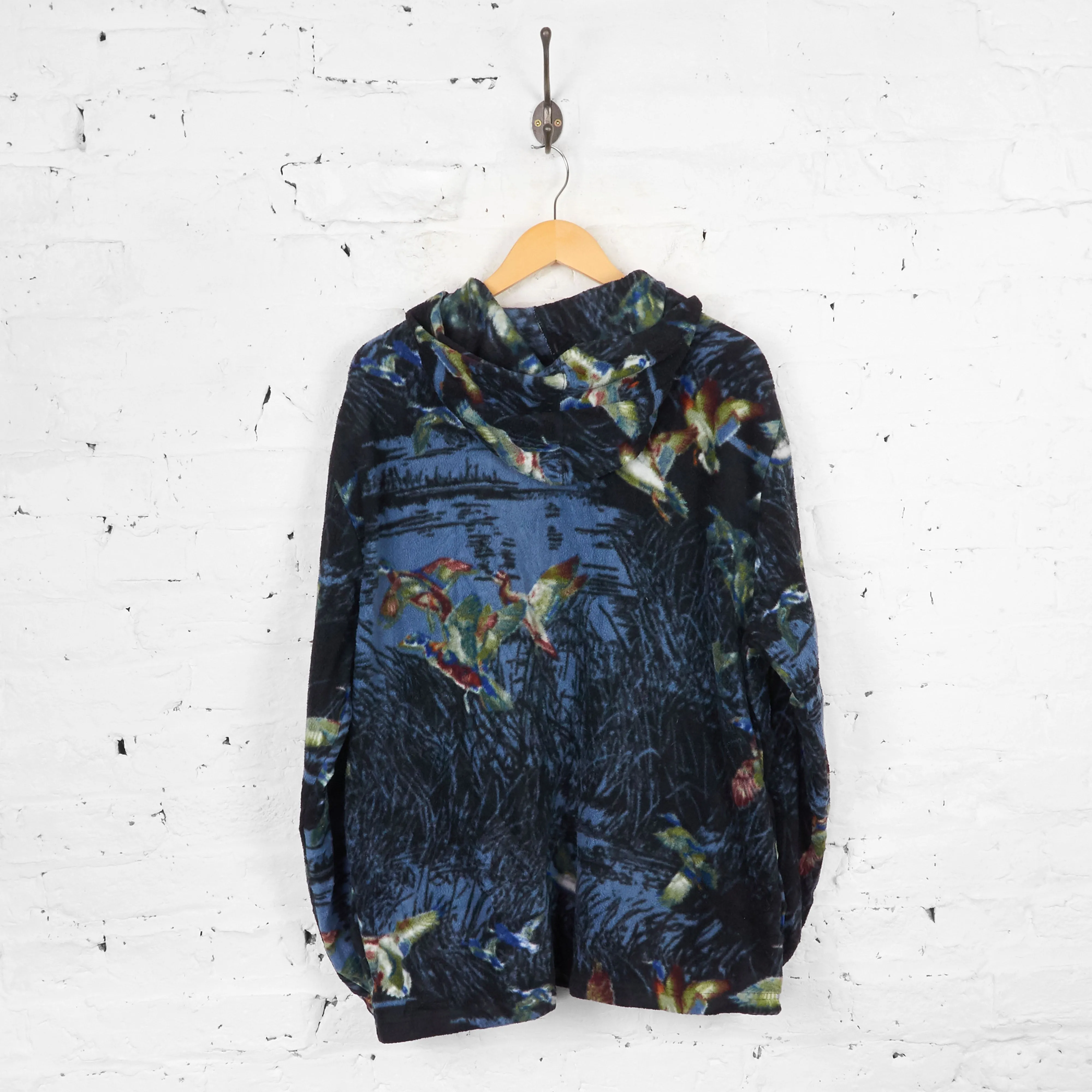 Vintage Pheasant Patterned Fleece - Blue - XL