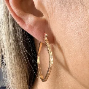 Vintage Square Patterned Hoop Earrings