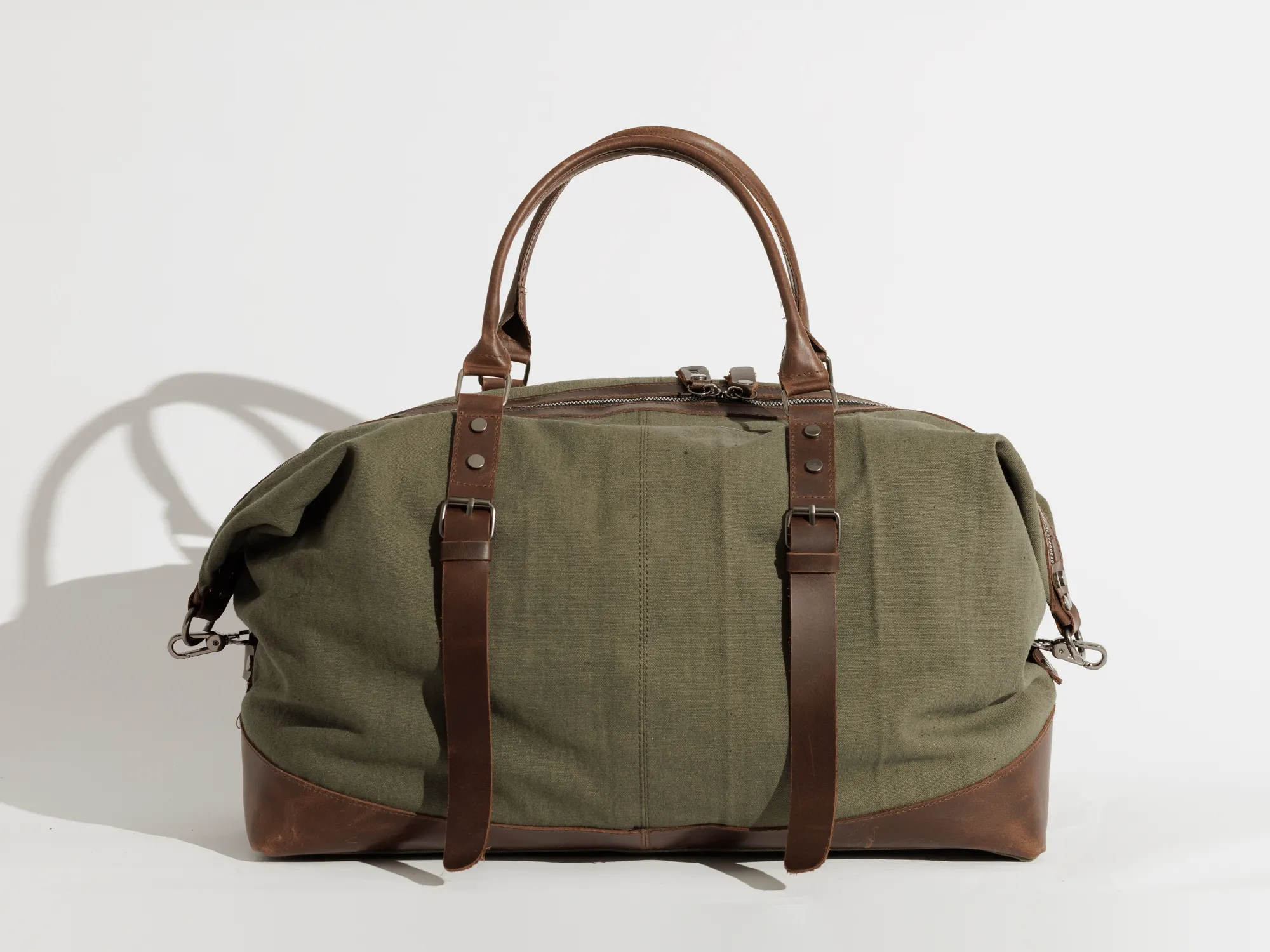 Vintage Travel Bag ''100% Cotton canvas & Cow leather'' – Army