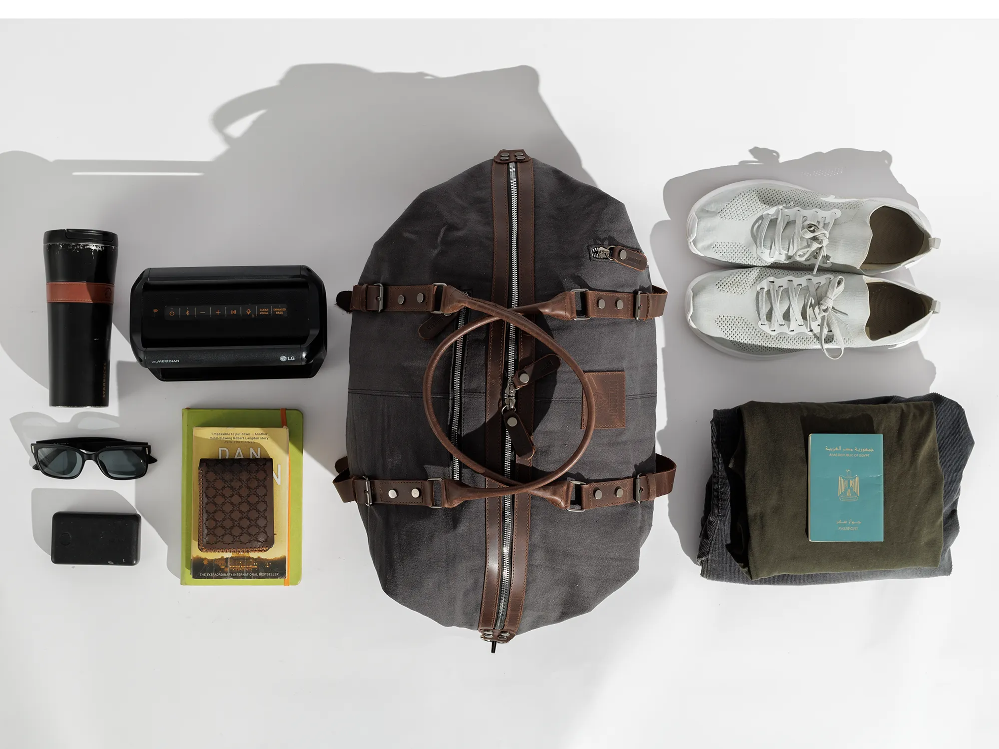 Vintage Travel Bag ''100% Cotton canvas & Cow leather'' – Army