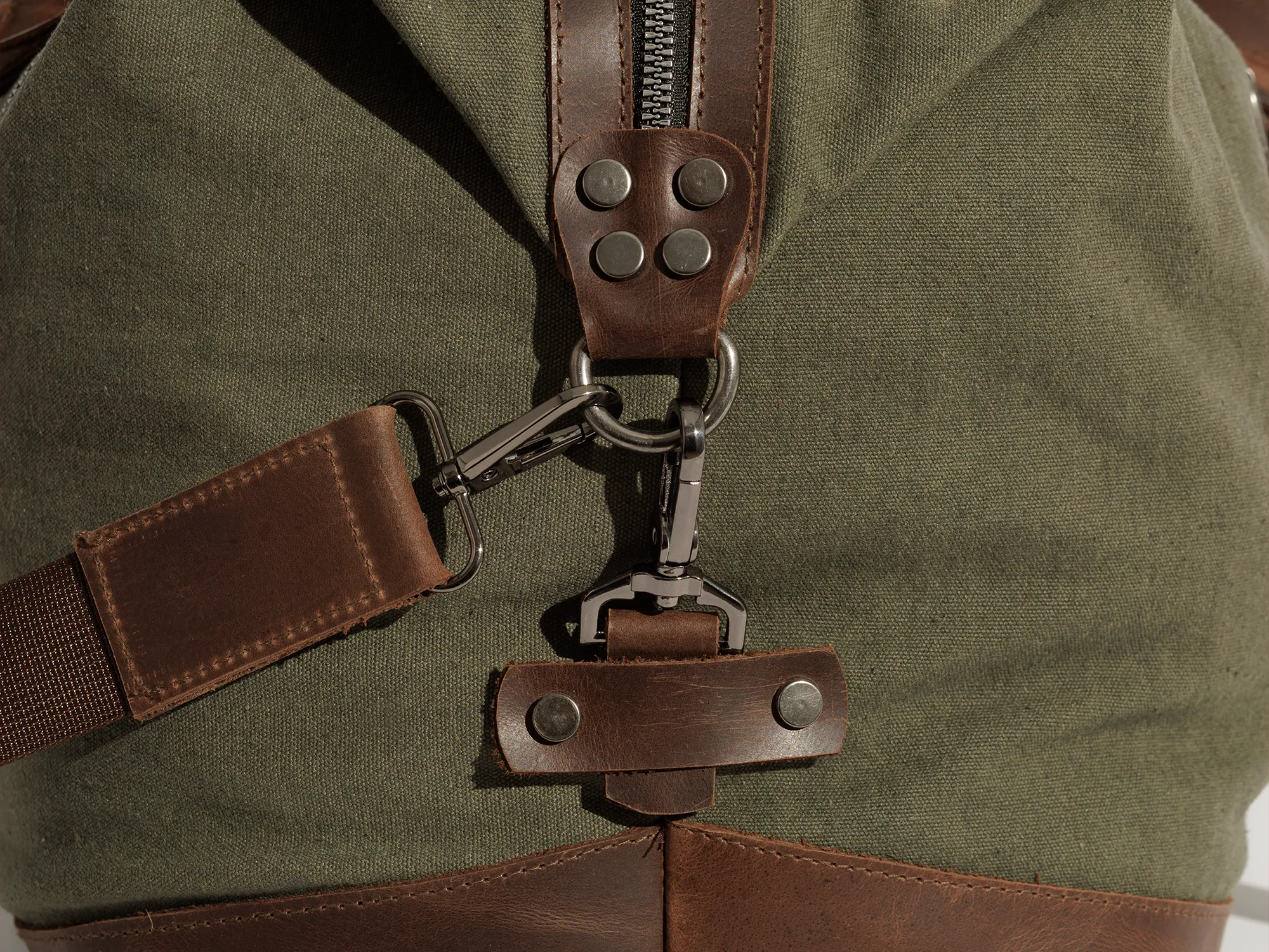 Vintage Travel Bag ''100% Cotton canvas & Cow leather'' – Army