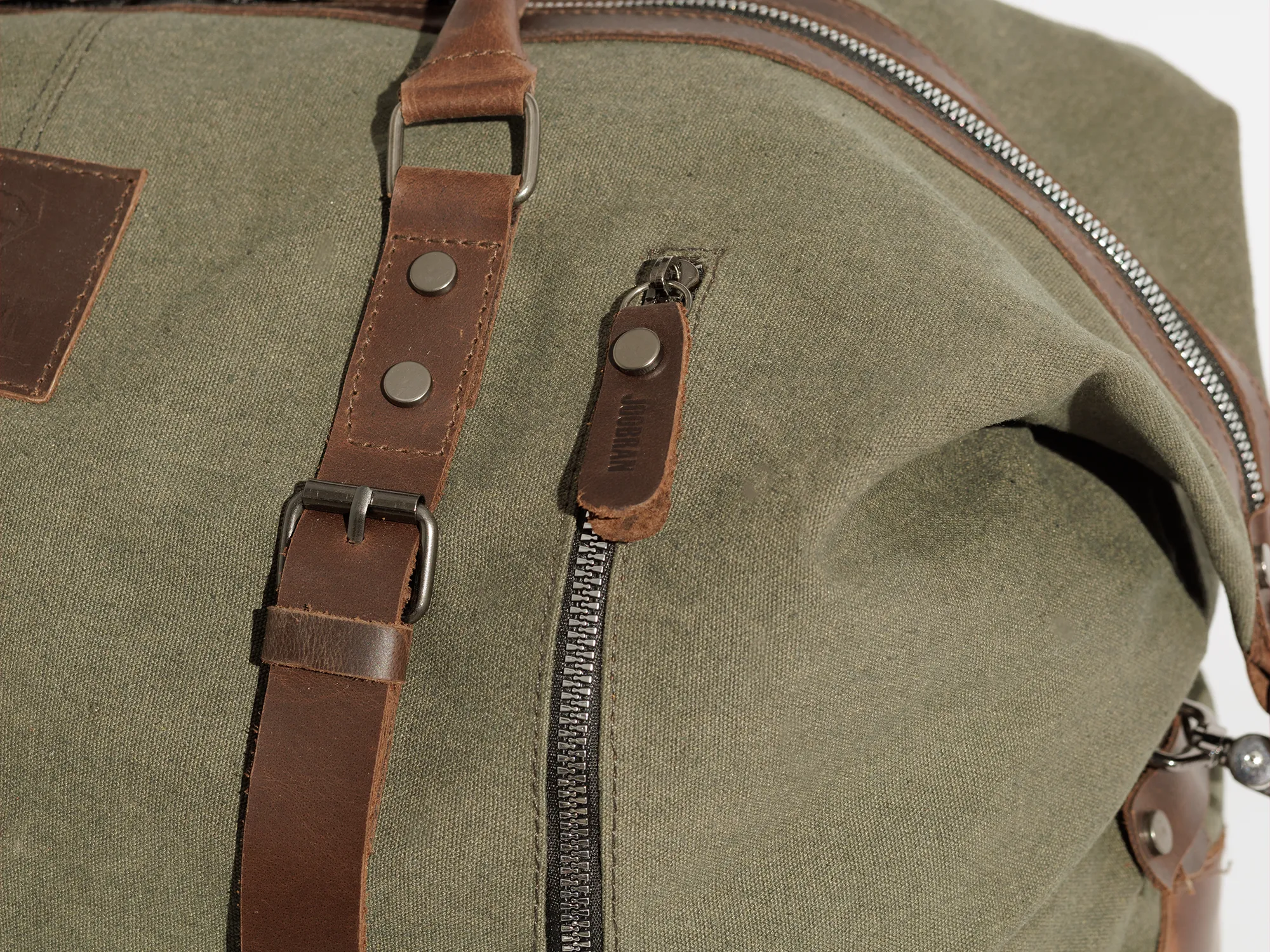 Vintage Travel Bag ''100% Cotton canvas & Cow leather'' – Army
