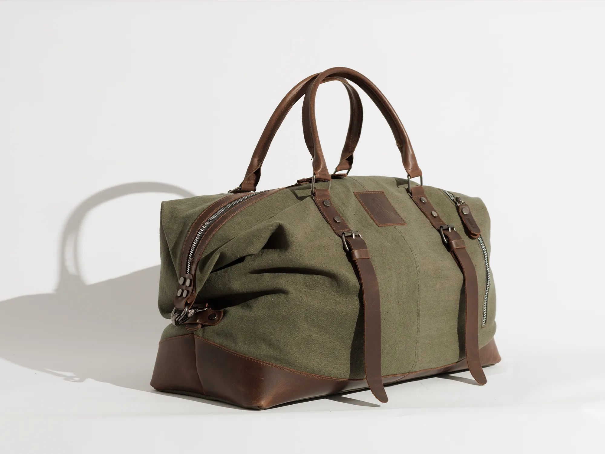 Vintage Travel Bag ''100% Cotton canvas & Cow leather'' – Army