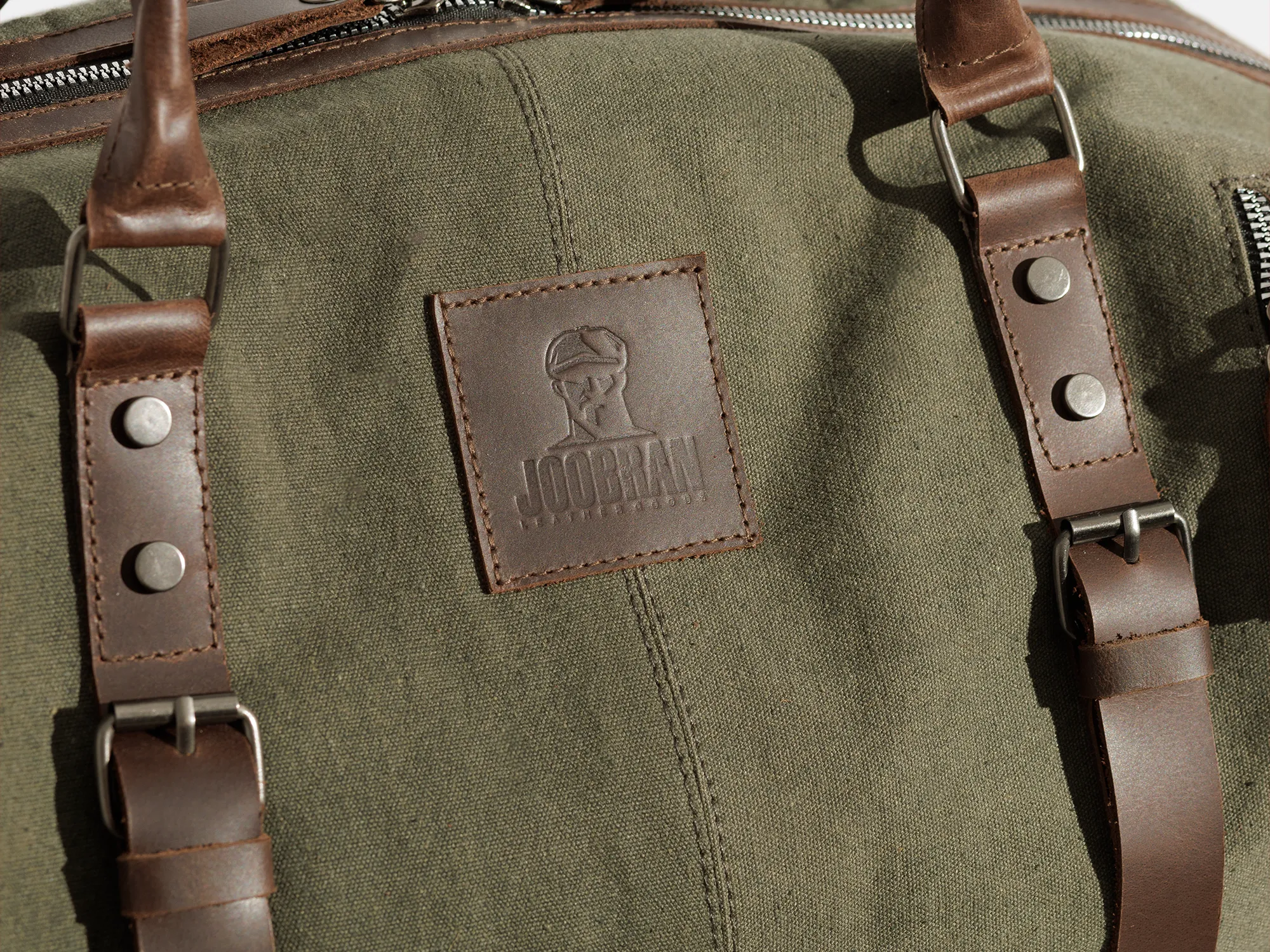 Vintage Travel Bag ''100% Cotton canvas & Cow leather'' – Army