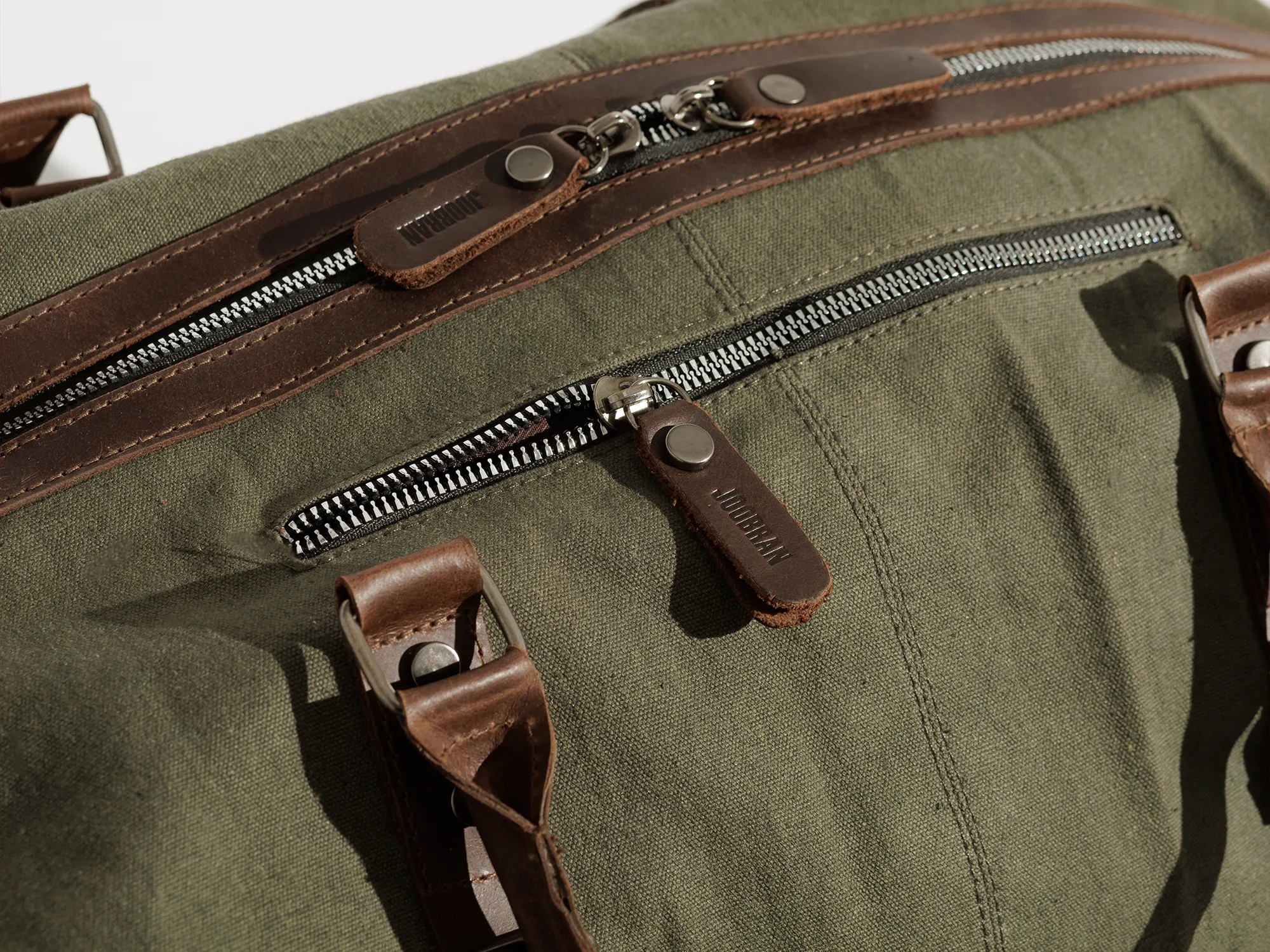 Vintage Travel Bag ''100% Cotton canvas & Cow leather'' – Army