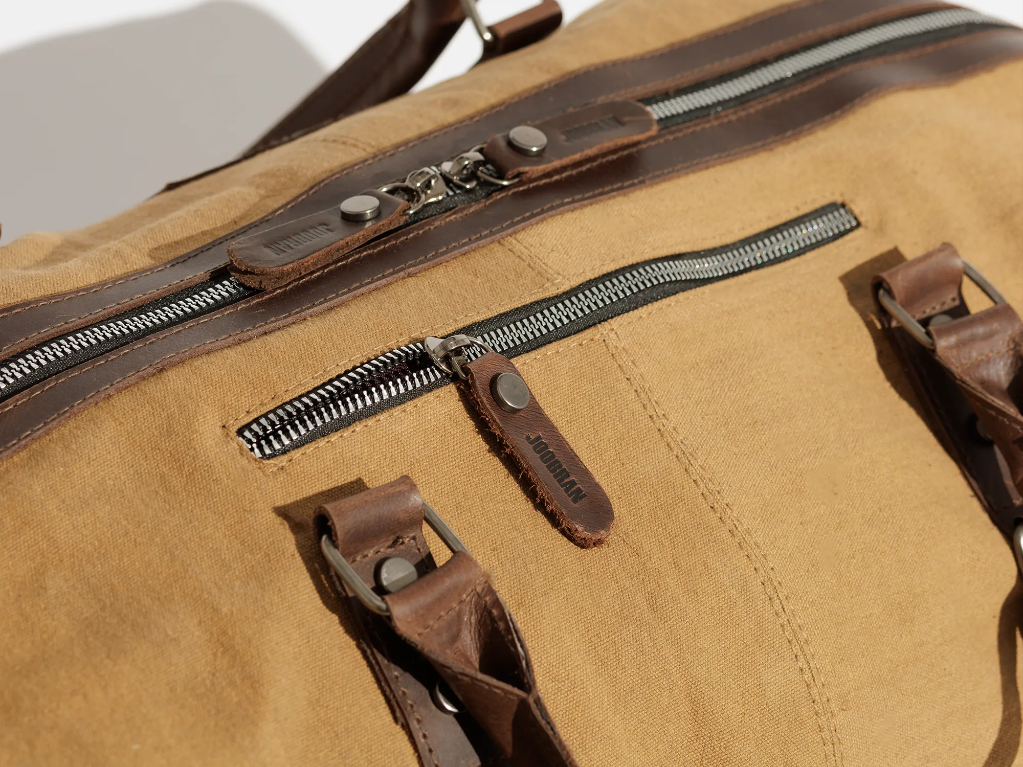 Vintage Travel Bag ''100% Cotton canvas & Cow leather'' – Tan
