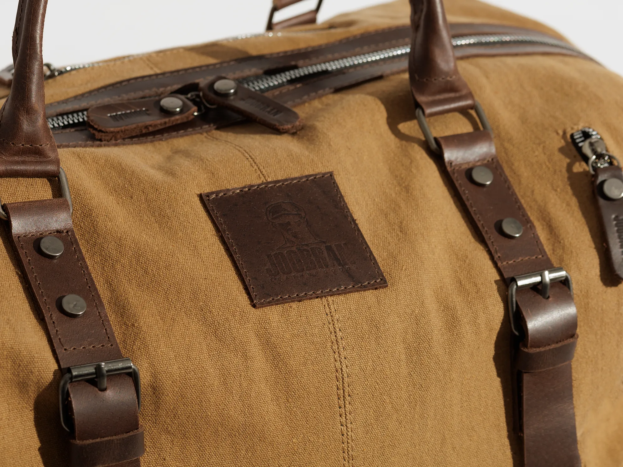 Vintage Travel Bag ''100% Cotton canvas & Cow leather'' – Tan