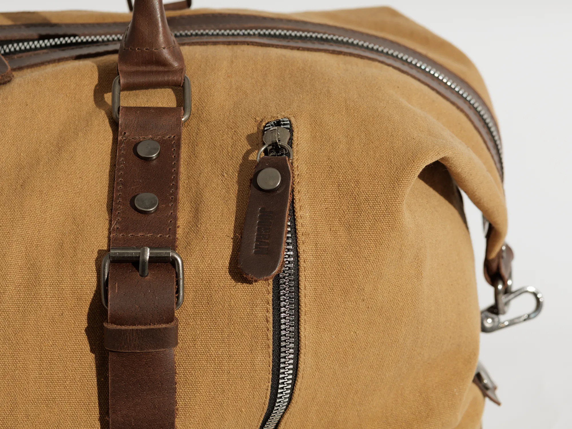 Vintage Travel Bag ''100% Cotton canvas & Cow leather'' – Tan