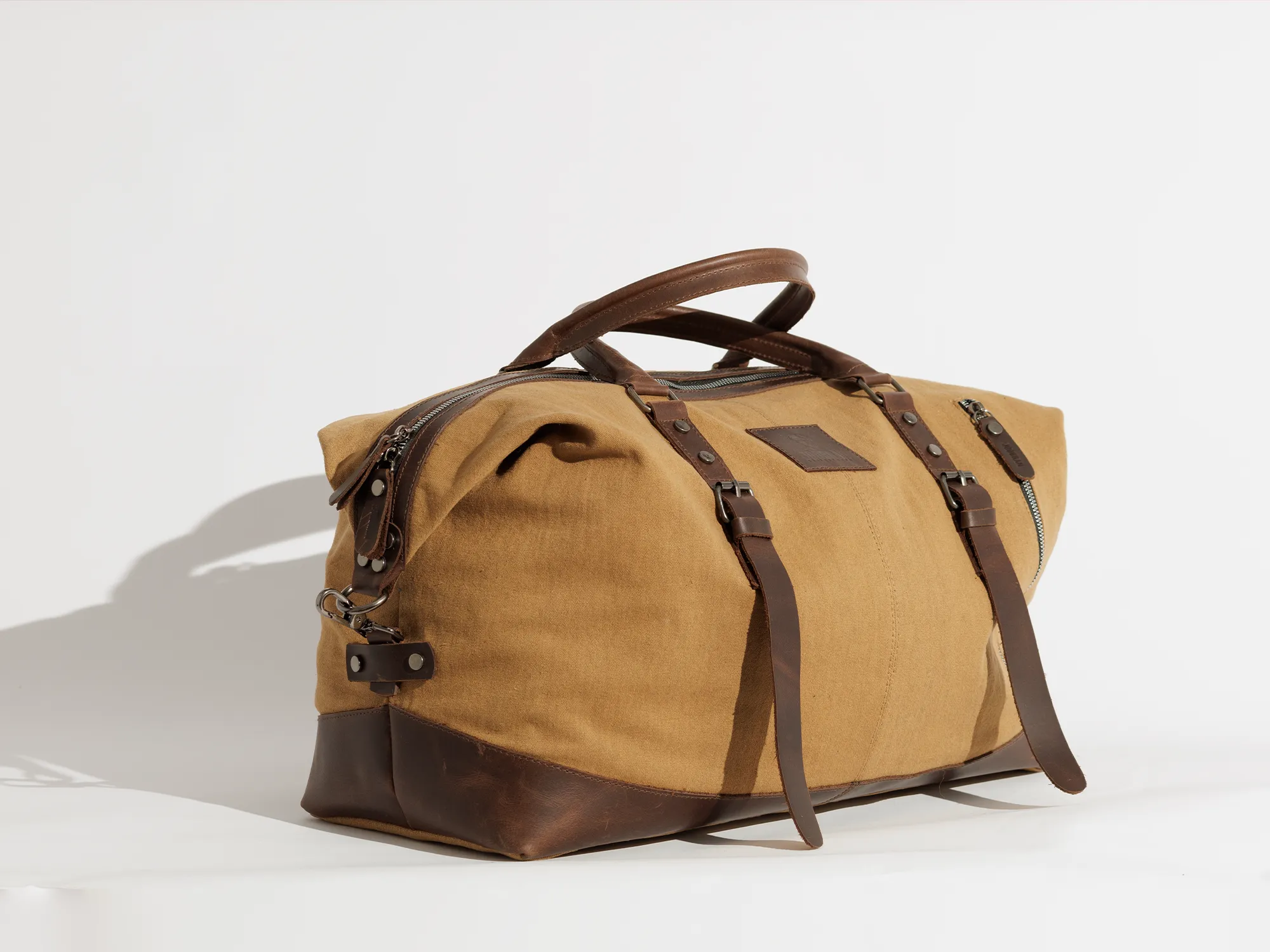 Vintage Travel Bag ''100% Cotton canvas & Cow leather'' – Tan