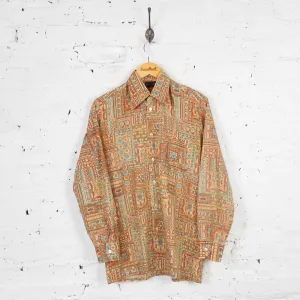 Vintage Women's Patterned Party Shirt - Brown - M