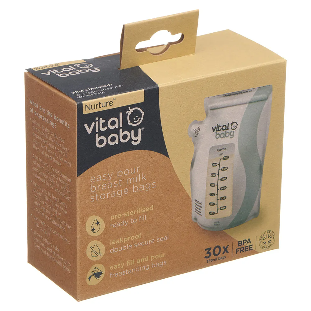 Vital Baby Nurture Easy Pour Breast Milk Storage Bags 30pk