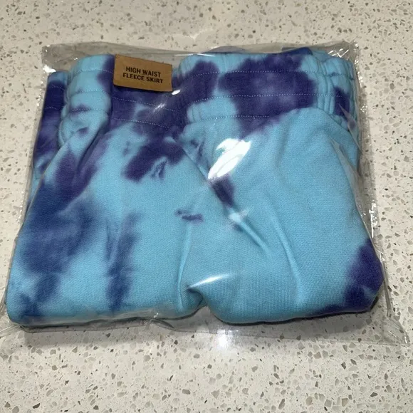 Vs Victoria's Secret Pink High Waist Fleece Skirt Batik Blue Breeze Tie Dye XXL